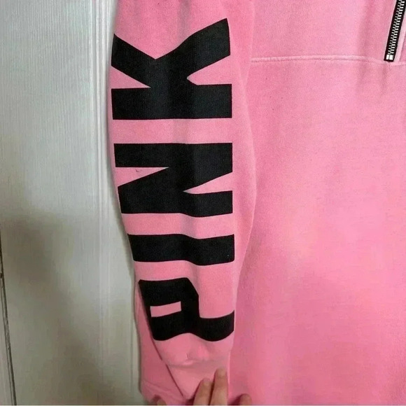 Victoria’s Secret PINK Sweatshirt Half Zip Pink &  Black Size Extra Small - Picture 9 of 16